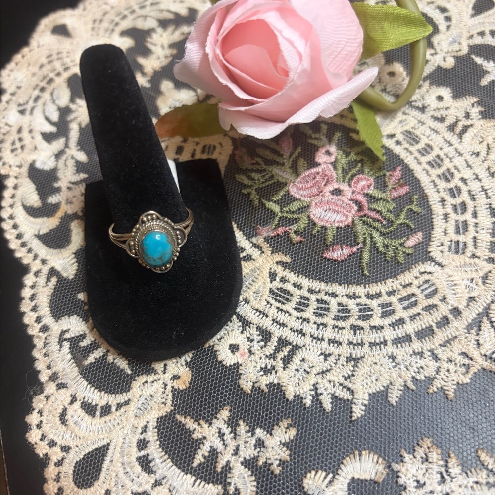 Turquoise Stone & Sterling Silver 925 Ring, Size 10